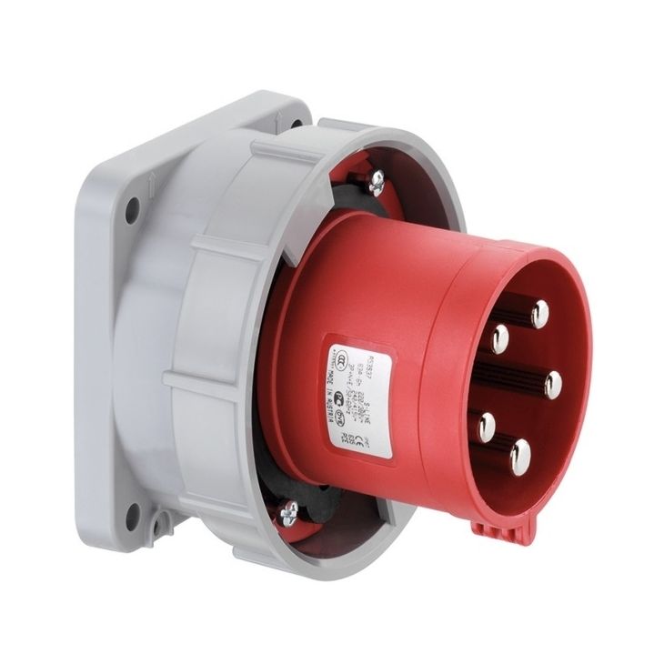 Prise CEE mâle droite pour appareil, IP67, 63 A, 5 pôles, 230 V, 9h, bleu