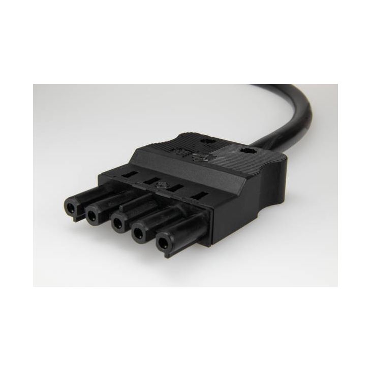 AC166 ALCGB Cordon connexion femelle, 5-pôles, 1,5mm², 200cm, noir, sans halogène, Dca