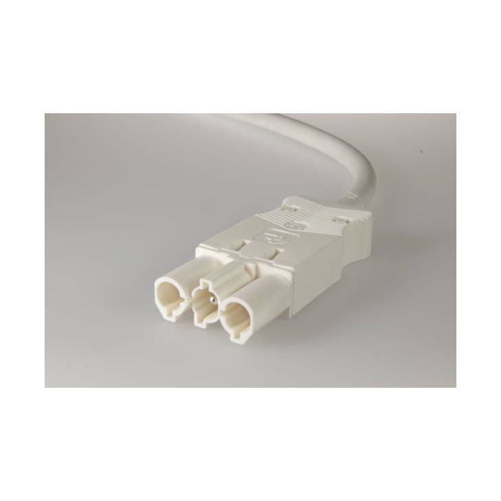 AC166 ALCGS Cordon de connexion mâle, 3-pôles, 1,5mm², 200cm. LV, blanc, Eca