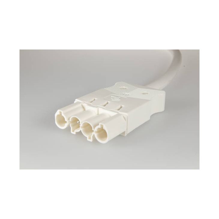 AC166 ALCGS Cordon de connexion mâle, 4-pôles, 1,5mm², 100cm. blanc, LV, sans halogène, Eca