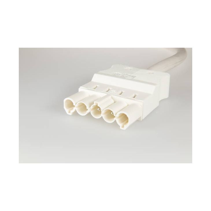 AC166 ALCGS Cordon de connexion mâle, 5-pôles, 1,5mm², 100cm. LV, blanc, Eca