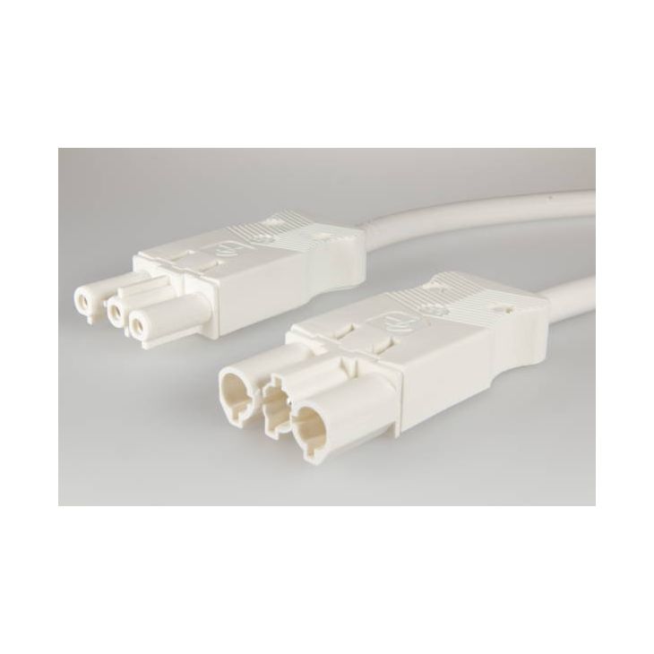 AC166 VLCG Cordon de connexion M/F, 3-pôles, 1,5mm², 200cm. blanc, Eca