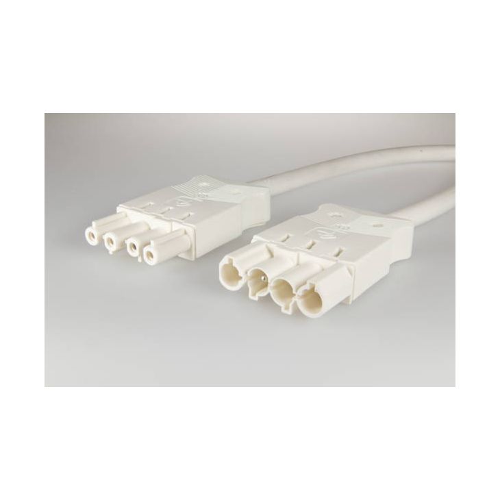 AC166 VLCG Cordon de connexion M/F, 4-pôles, 1,5mm², 200cm. blanc, Eca