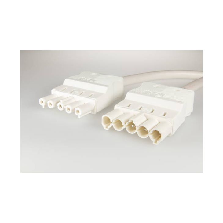 AC166 VLCG Cordon de connexion M/F, 5-pôles, 1,5mm², 200cm. blanc, Eca