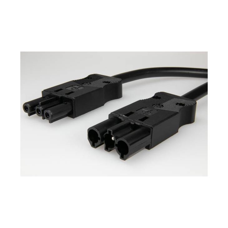 AC166 VLCG Cordon de connexion M/F, 3-pôles, 1,5mm², 50cm. noir, Eca