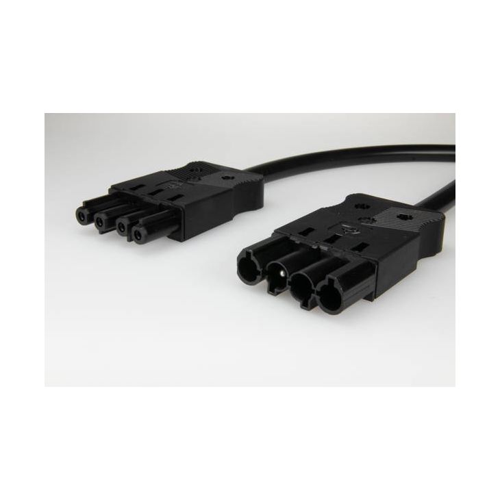 AC166 VLCG Cordon de connexion M/F, 4-pôles, 1,5mm², 100cm. noir, sans halogène, Dca