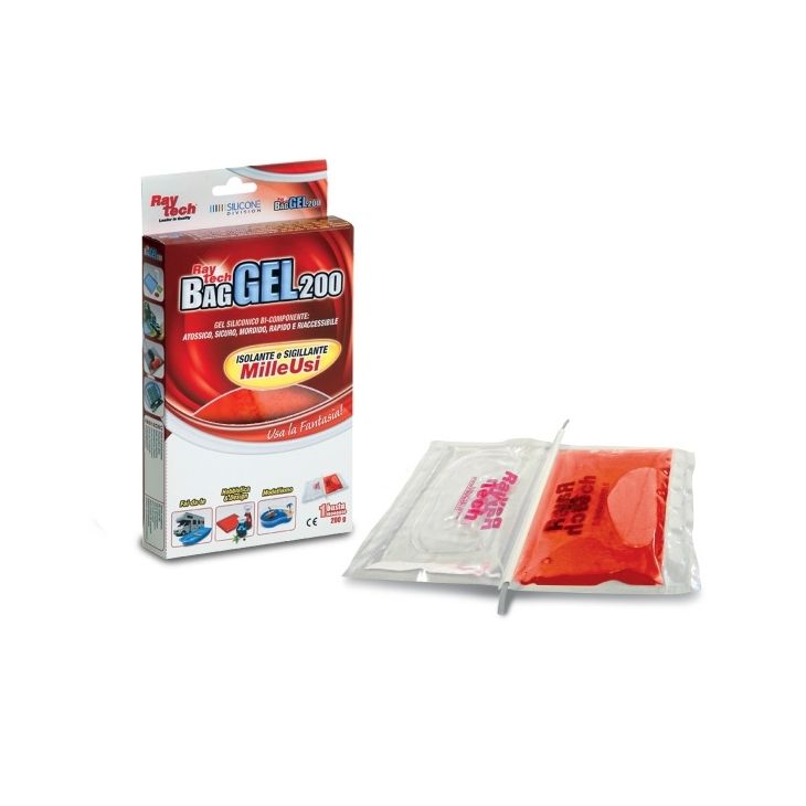 Bag Gel 200-R Gel silicone bi-composant rouge en sachet de 200 gr.