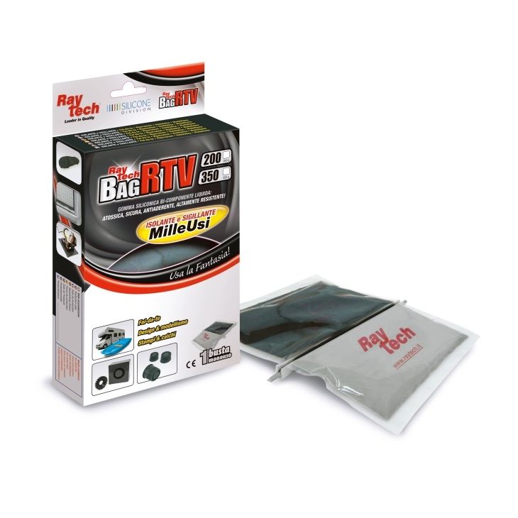 Bag-RTV 200-N Caoutchouc en silicone bi-composant en sachet de 200 gr, noir.