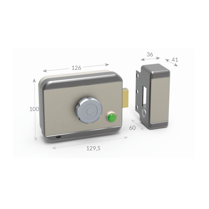 Deurslot RimTopLock met relaisdrukknop en functie Permanente ontgrendeling ,Timer en Sensor deur dicht 12Vdc