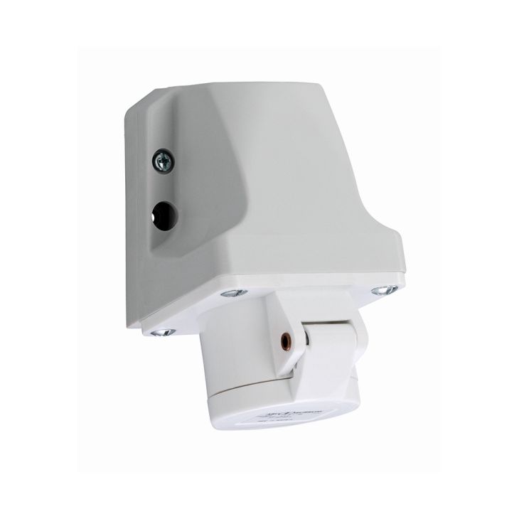 Prise CEE murale, IP44, 16 A, 3 pôles, 42 V, 12h, blanc