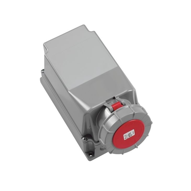 CEE wandcontactdoos, IP67, 125A, 4-polig, 400V, 6h, rood