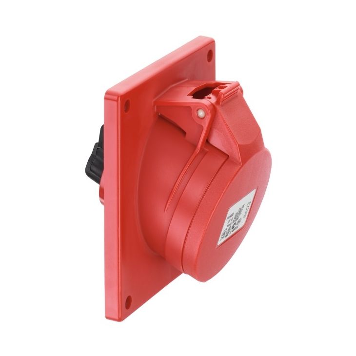 CEE flenscontactdoos schuin 20°, IP44, 32A, 5-polig, 400V, 6h, rood