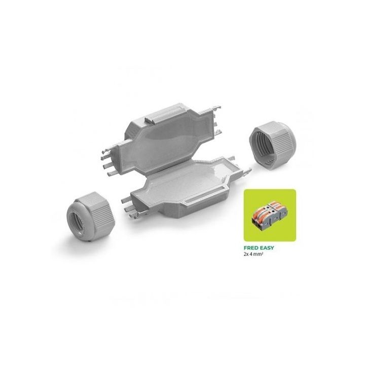 Fred Easy verbindingsmof met gel+ Rayblok connector 2x 0,5-4 mm² IP68/IP69K