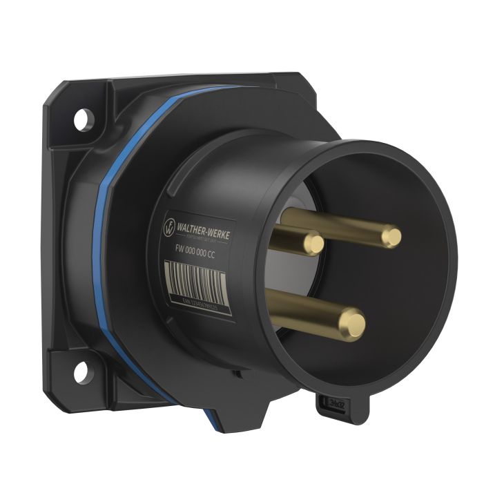 NEO Socle connecteur mural Droit 32A 3P 6h IP54 230V avec pince à ressort