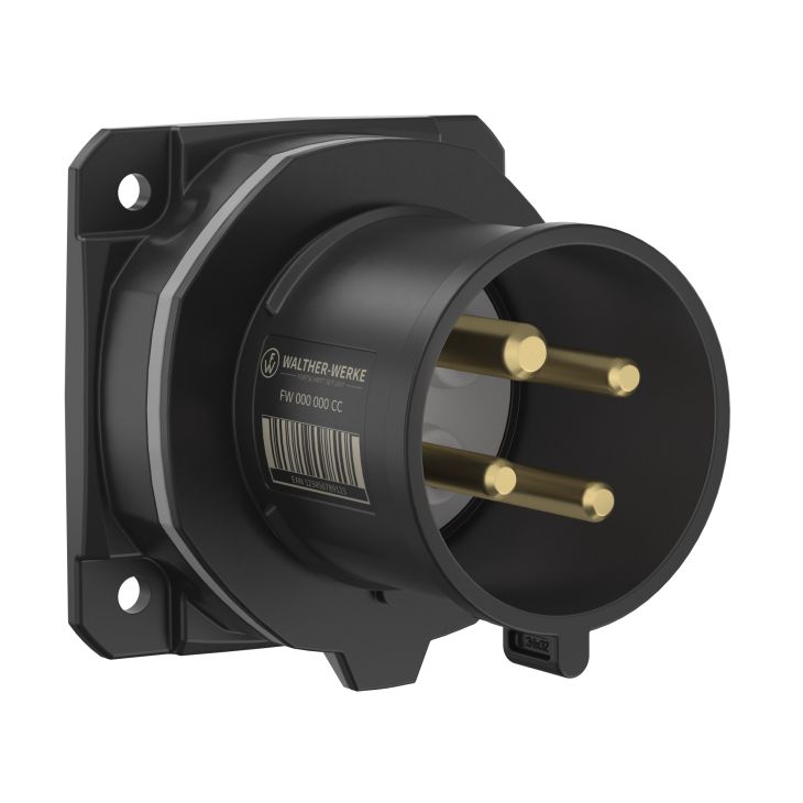 NEO Socle connecteur mural Droit 32A 4P 1h IP54 1000V avec pince à ressort