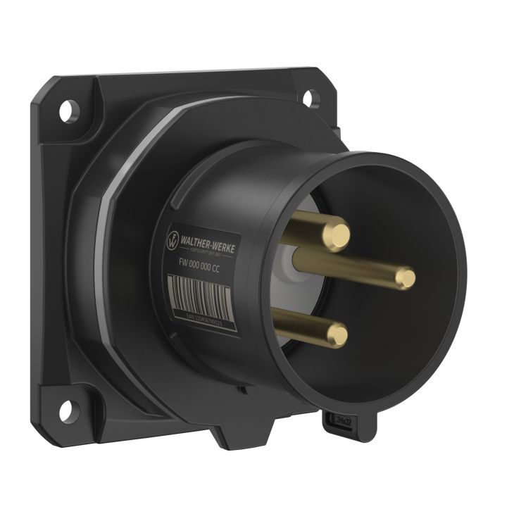 NEO Socle connecteur mural Droit 32A 3P 1h IP54 1000V avec pince à ressort