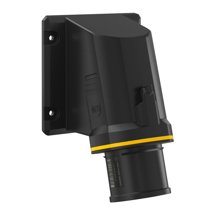 NEO Socle connecteur mural Incliné 32A 3P 4h IP54 130V avec pince à ressort