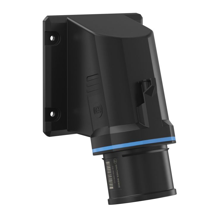 NEO Socle connecteur mural Incliné 32A 5P 9h IP54 230V avec pince à ressort