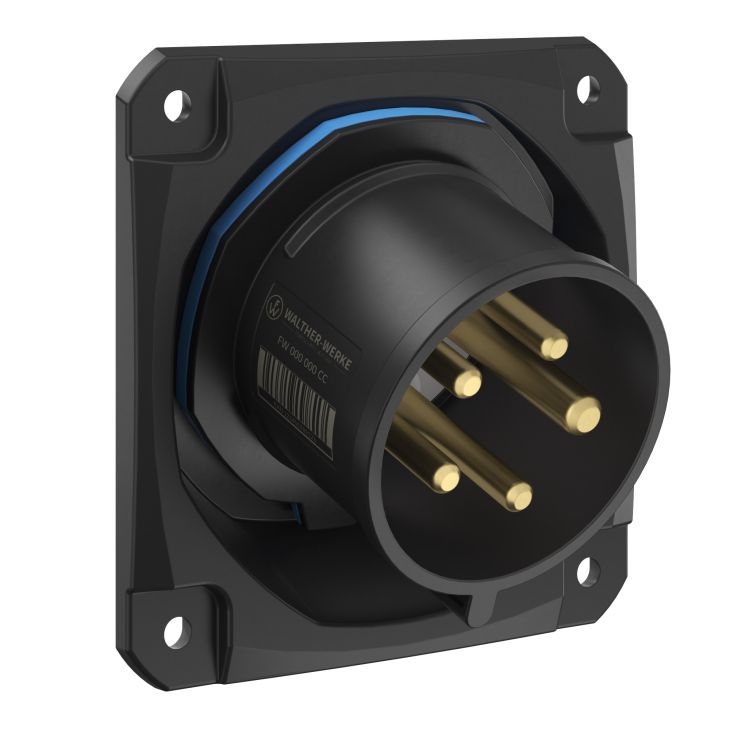 NEO Socle connecteur mural Incliné 32A 5P 9h IP54 230V avec pince à ressort