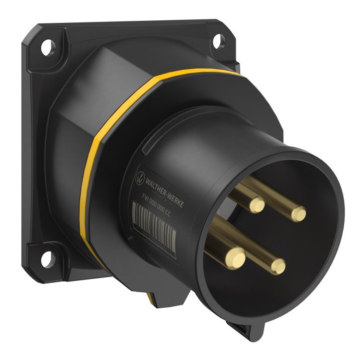 NEO Socle connecteur mural Incliné 32A 4P 4h IP54 130V avec pince à ressort
