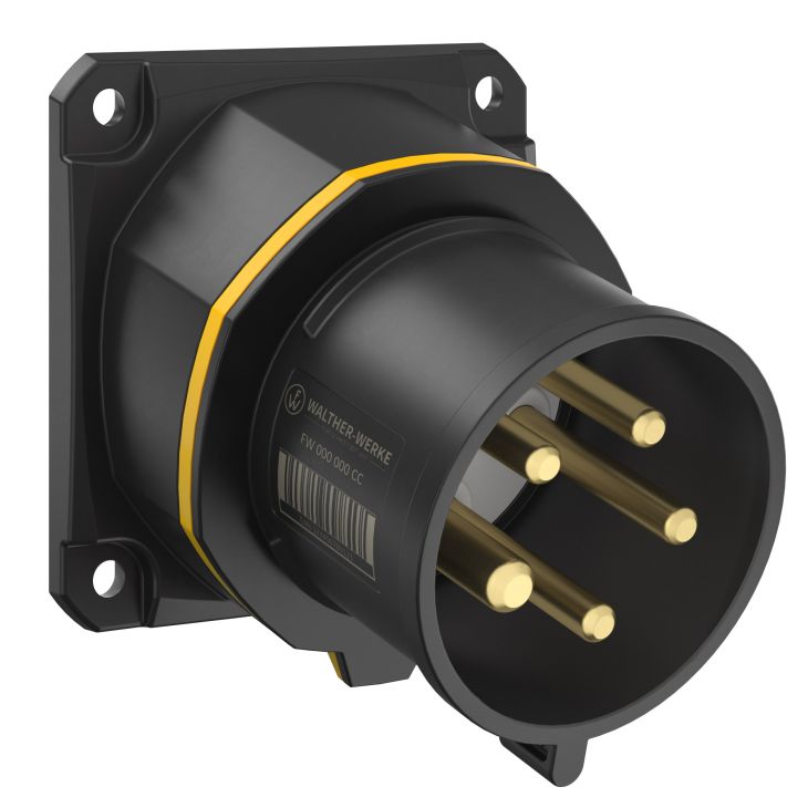 NEO Socle connecteur mural Incliné 32A 5P 4h IP54 130V avec pince à ressort