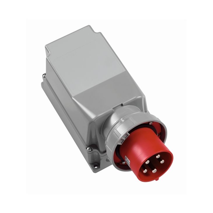Prise CEE murale pour appareil, IP67, 125 A, 3 pôles, 230 V, 6h, bleu