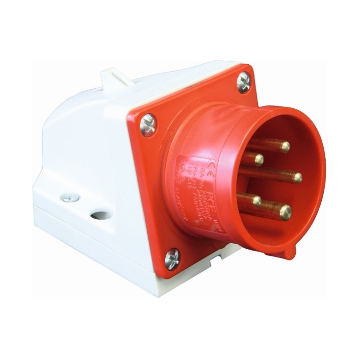 Prise CEE murale pour appareil, IP44, 16 A, 5 pôles, 230 V, 9h, bleu
