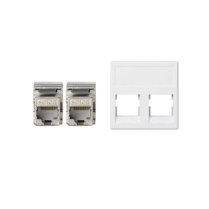 K45 Plaque VDM plate sans volet 2 x RJ 45Cat. 5e UTP - Blanc