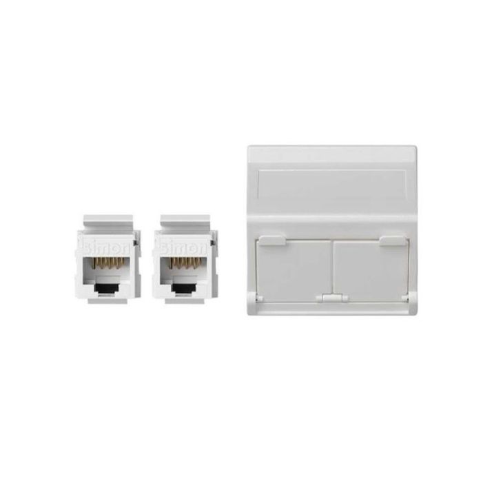 K45 Plaque VDM Incliné avec volet 2 x RJ 45 Cat. 6 UTP - Bla