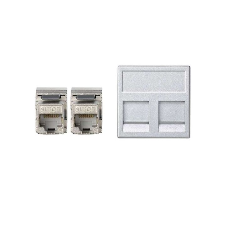 K45 Vlakke plaat VDM met klep 2 x RJ45 Cat 5e FTP - Alumini