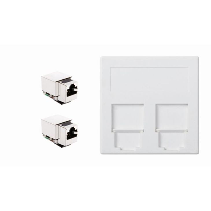 K45 Plaque VDM plate avec volet 2 x RJ 45Cat. 5e FTP - Blanc