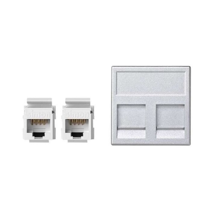 K45 Vlakke plaat VDM met klep 2 x RJ45 Cat 5e UTP - Alumini