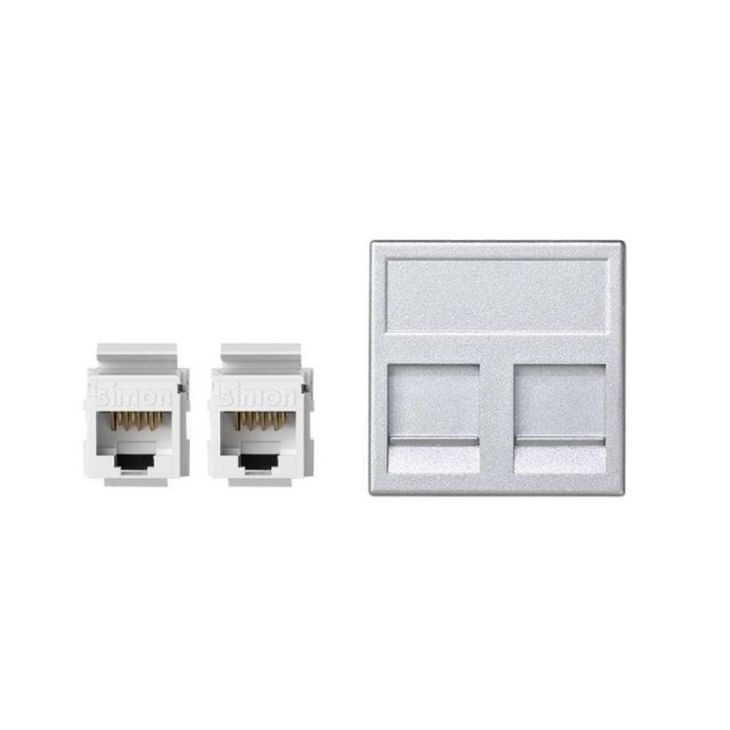 K45 Vlakke plaat VDM met klep 2 x RJ45 Cat 6 UTP - Aluminiu