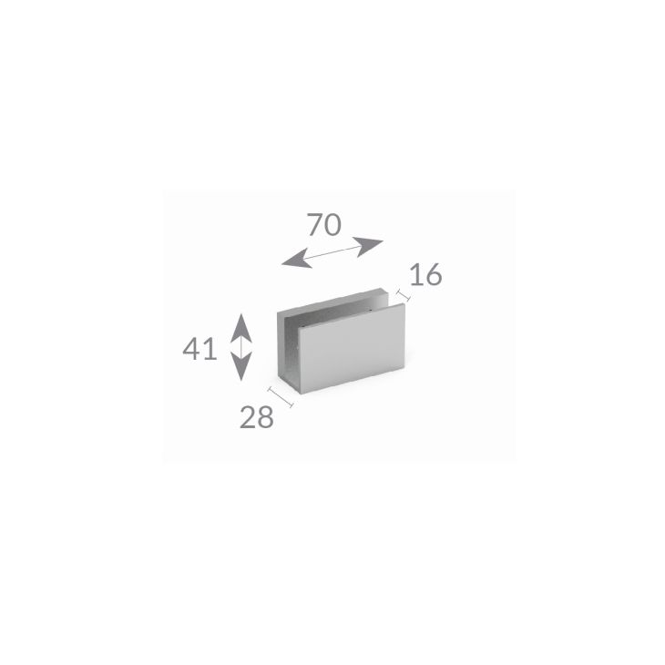 "U" support voor installatie op Glas deurs voor Basic Magnet MEX70