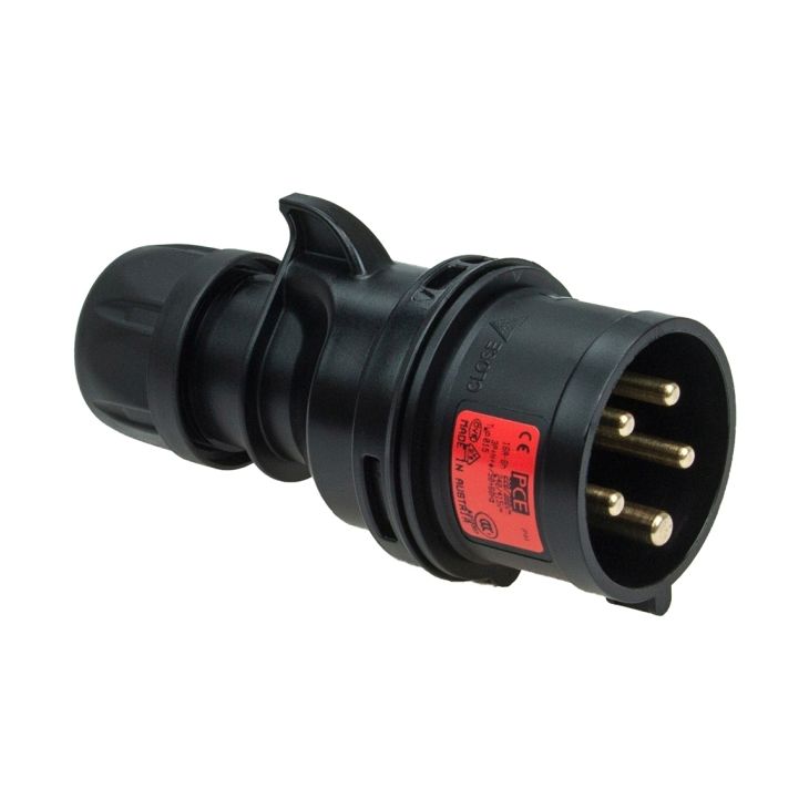 Fiche CEE mâle, noir, IP44, 16 A, 3 pôles, 230 V, 6h