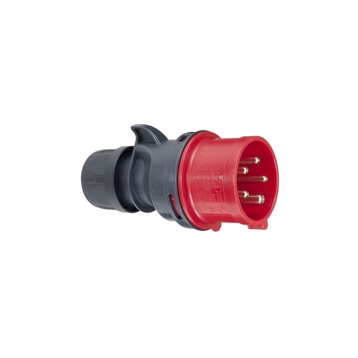 Fiche CEE mâle, IP44, 16 A, 4 pôles, 440 V, 11h, rouge