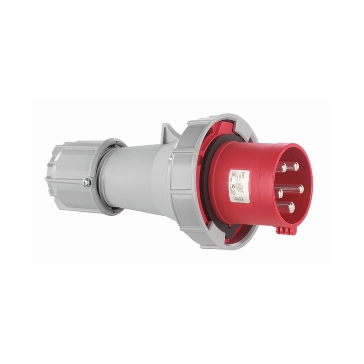 Fiche CEE mâle, IP67, 125 A, 5 pôles, 400 V, 6h, rouge