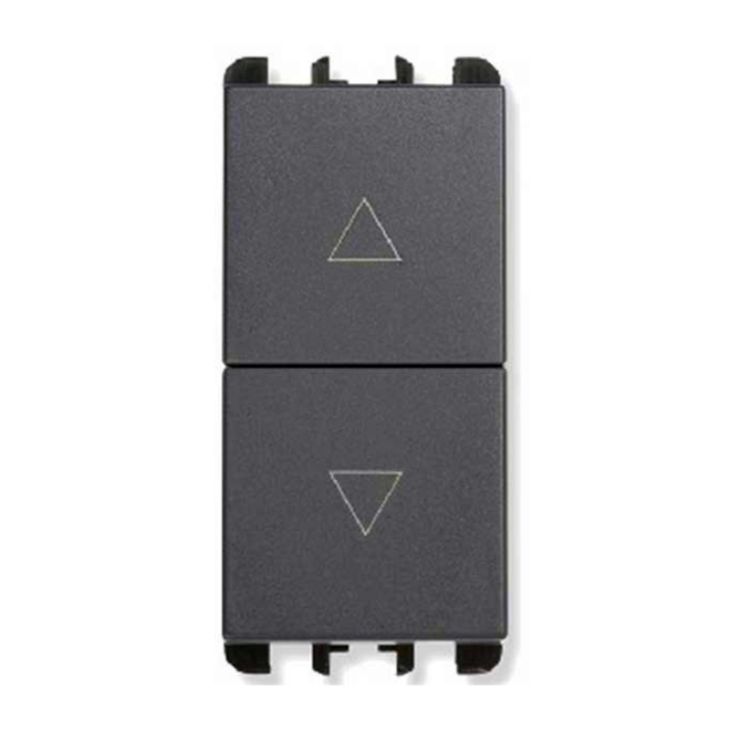 Standaard - Dubbel Drukknop 1P+1P NO 10A met vergrendl., 1 mod, antraciet - SU10139