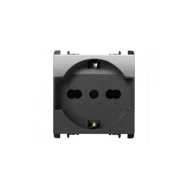 Prise universel UE , 2P+T 16A 250V, 2 mod, anthracite