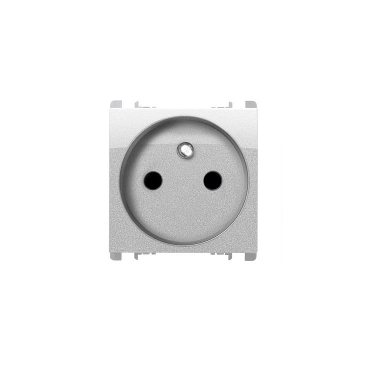 Stopcontact 2P+T 16A 250V 2 mod, Aluminium