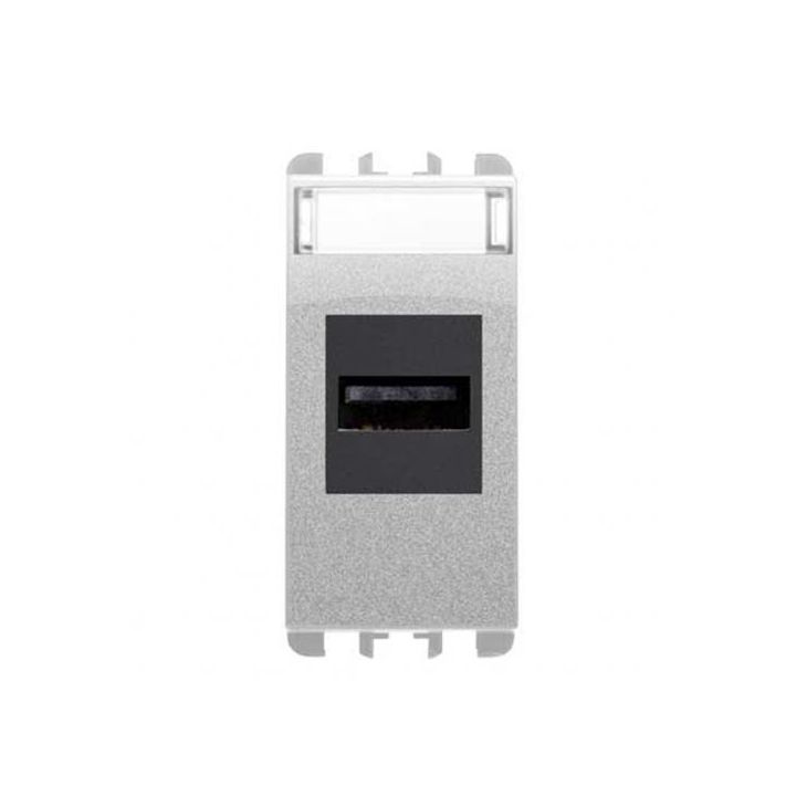 Prise USB, 1 mod, Aluminium