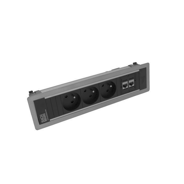 POWER FRAME 4 modules (3x UTE + 2x CAT6 A)Inox
