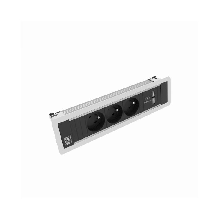 POWER FRAME 4 modules (3x UTE + 1xUSB CHARGER A/A) blanc RAL9010