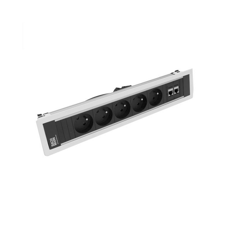 POWER FRAME 6 modules (5xUTE + 2x CAT6 A)blanc RAL9010