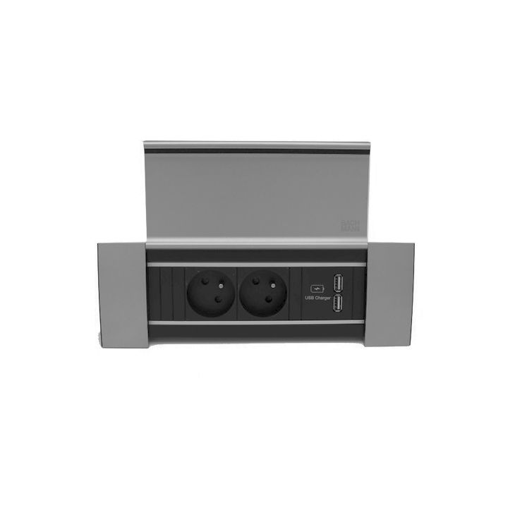 POWER FRAME COVER 3 modules (2x UTE + 1xUSB CHARGER A/A) Inox laqu