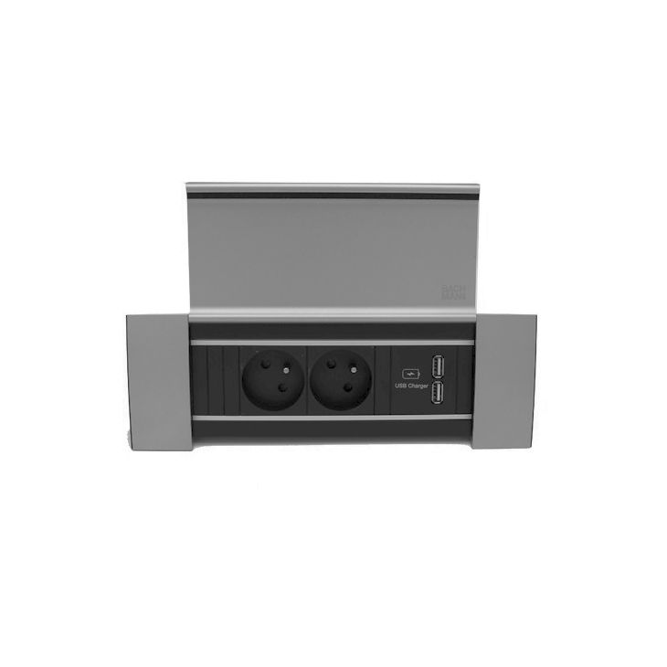 POWER FRAME COVER 3 modules (2x UTE + 1xUSB CHARGER A/A) Inox gelakt