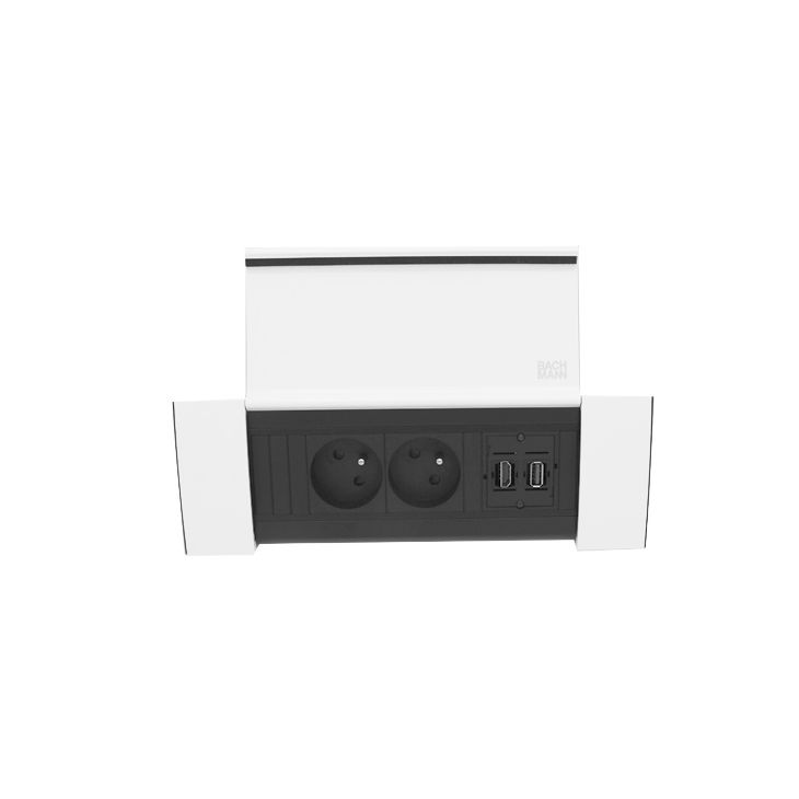 POWER FRAME COVER 3 modules (2x UTE + 1xHDMI + 1xUSB A/A) blanc RAL9010