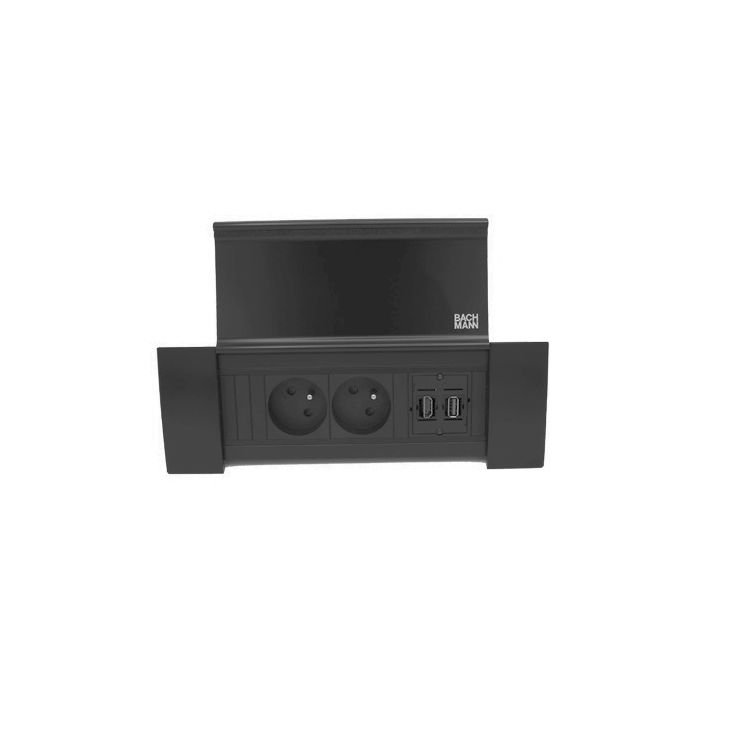 POWER FRAME COVER 3 modules (2x UTE + 1xHDMI + 1xUSB A/A) noir RAL9005