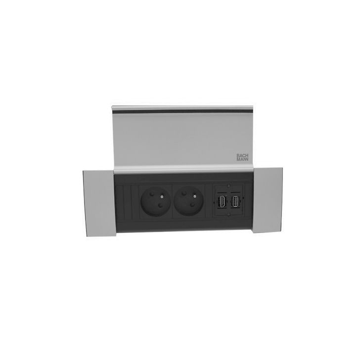 POWER FRAME COVER 3 modules (2x UTE + 1xHDMI + 1xUSB A/A) ALU geanodiseerd