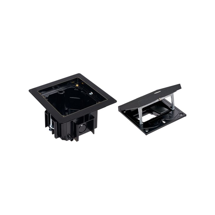 IP66 Kit vloerdoos zwart (1x K45 + 1x K45 smal), incl. inbouwdoos technische vloer 